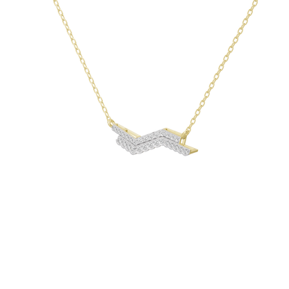 Yellow gold vermeil V-shaped lab diamond necklace pendant with arched center