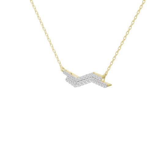 Yellow gold vermeil V-shaped lab diamond necklace pendant with arched center
