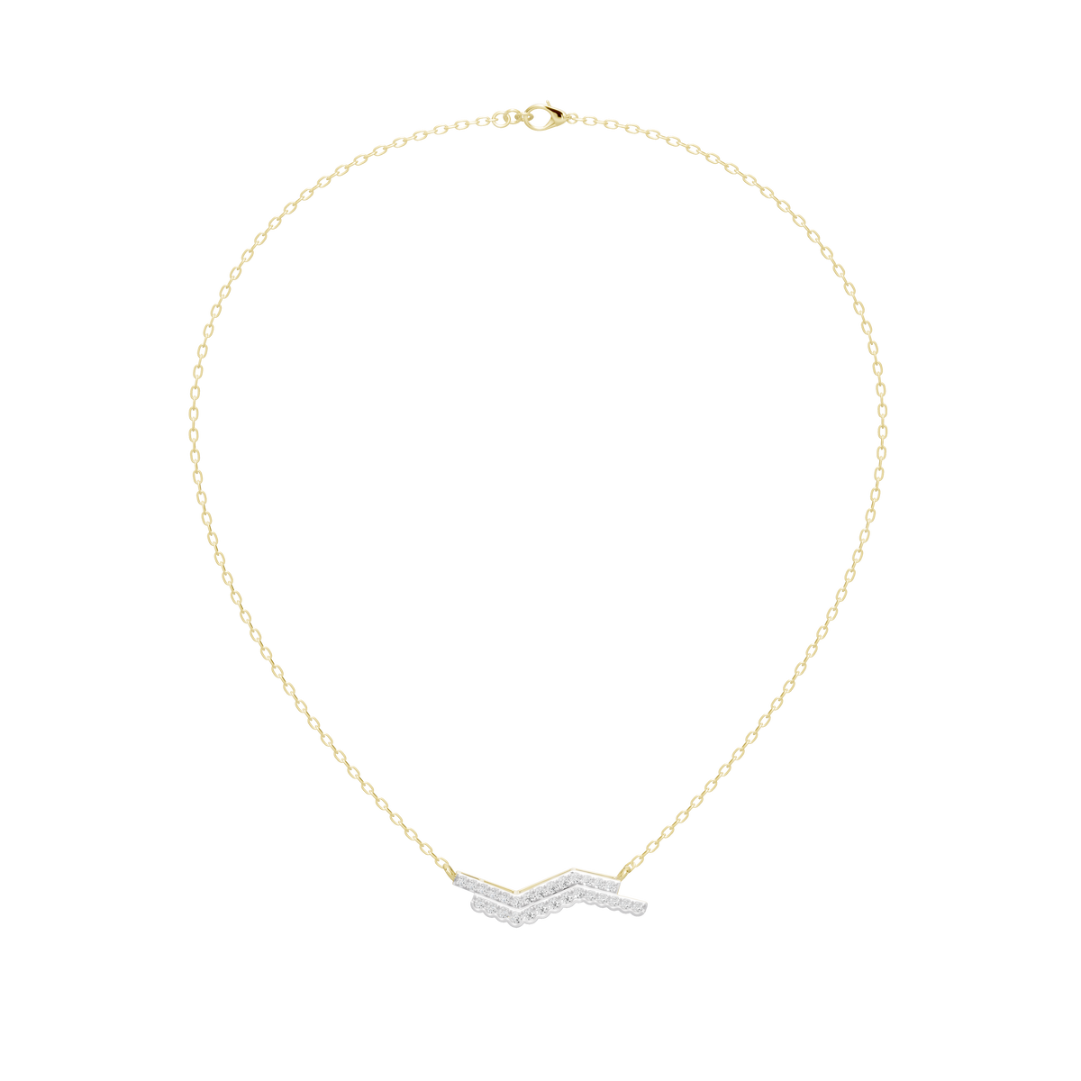 Yellow gold vermeil necklace with V-shaped lab diamond pendant and fine chain