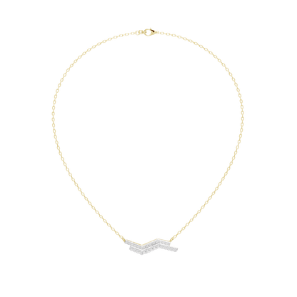 Yellow gold vermeil necklace with V-shaped lab diamond pendant and fine chain
