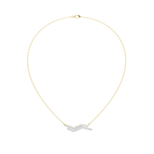 Yellow gold vermeil necklace with V-shaped lab diamond pendant and fine chain