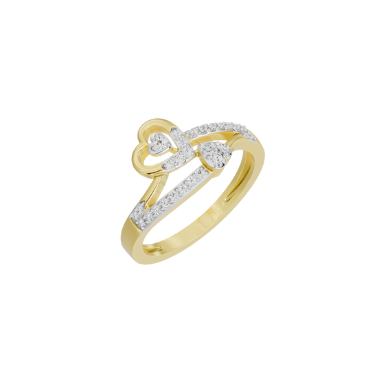 Yellow gold vermeil heart-shape lab diamond ring with interlocking bands