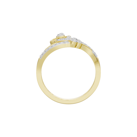 Yellow gold vermeil lab diamond ring side view with heart top