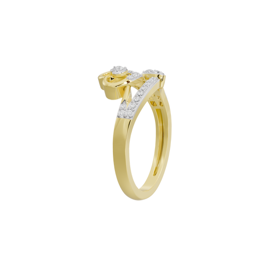 Yellow gold vermeil heart lab diamond ring angled side view