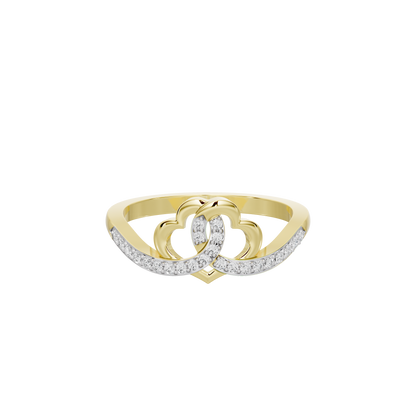 Yellow gold vermeil lab diamond ring with openwork heart motif and round stones
