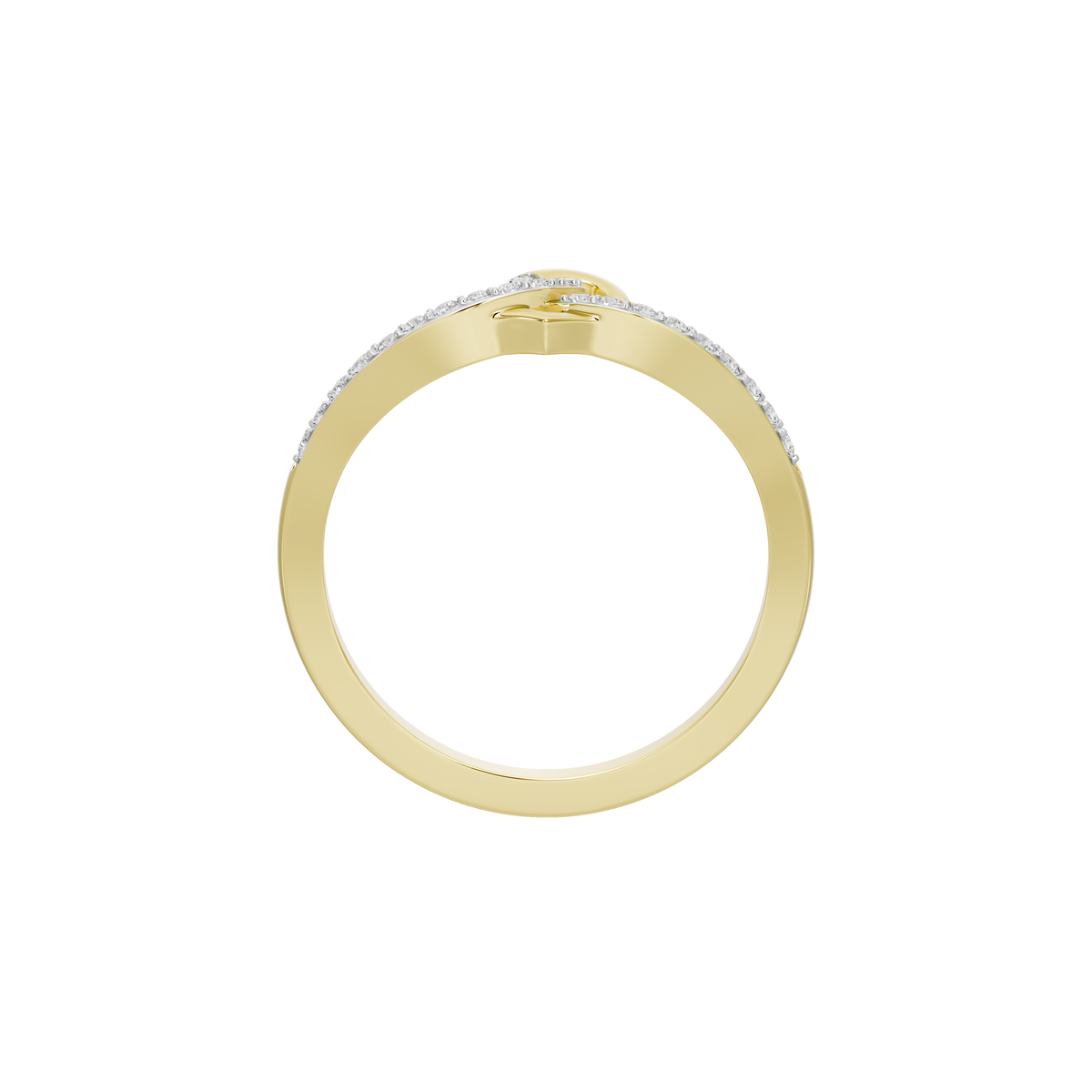 Yellow gold vermeil lab diamond ring, smooth open band with small stone-set top