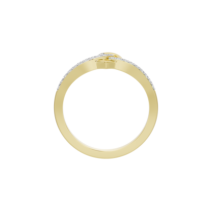 Yellow gold vermeil lab diamond ring, smooth open band with small stone-set top