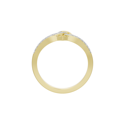 Yellow gold vermeil lab diamond ring, smooth open band with small stone-set top