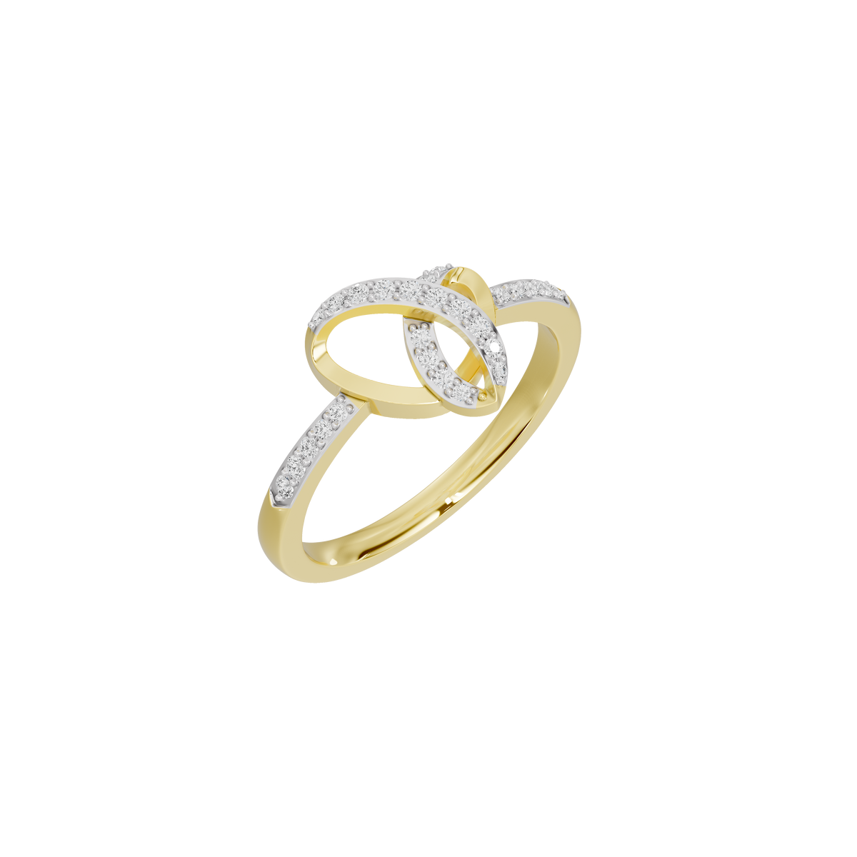 Yellow gold vermeil infinity lab diamond ring with oval center stones