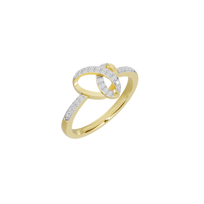 Yellow gold vermeil infinity lab diamond ring with oval center stones