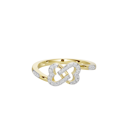 Yellow gold vermeil ring with lab diamond knot detail and prong-set stones