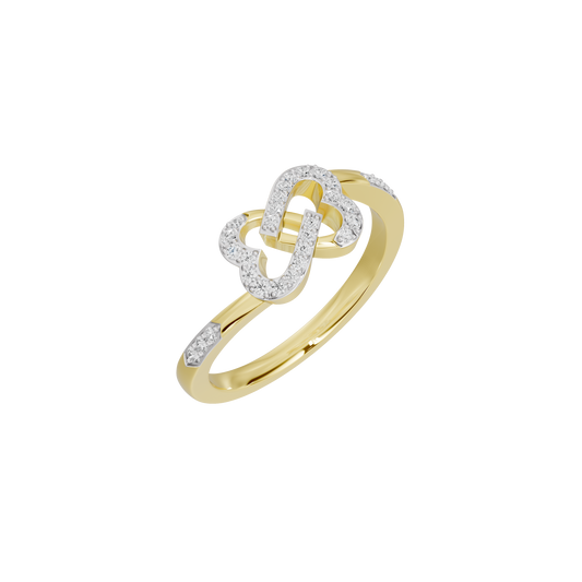 Yellow gold vermeil ring with raised diamond knot and central bar detail