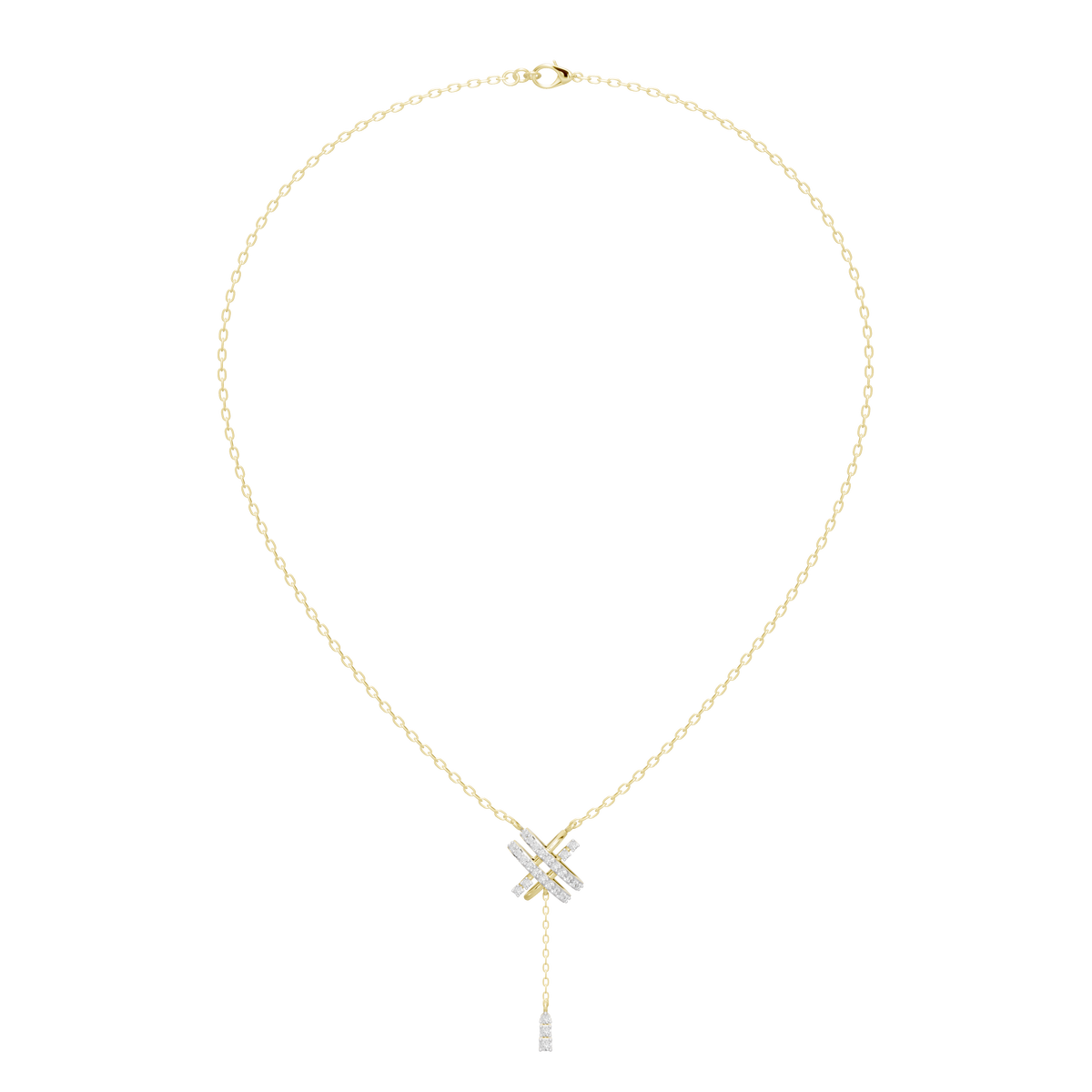 Yellow gold vermeil cross pendant with diamond drop charm and fine chain