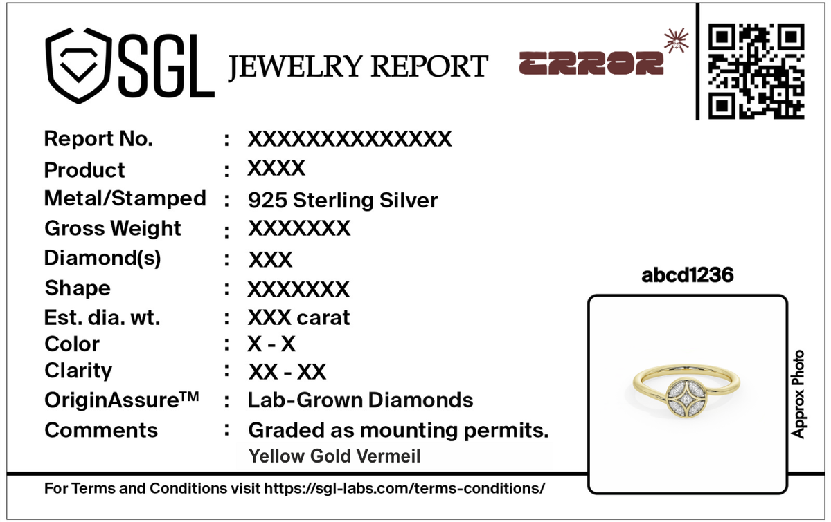 Jewelry report for Shield lab diamond ring, 925 sterling silver, lab-grown diamond