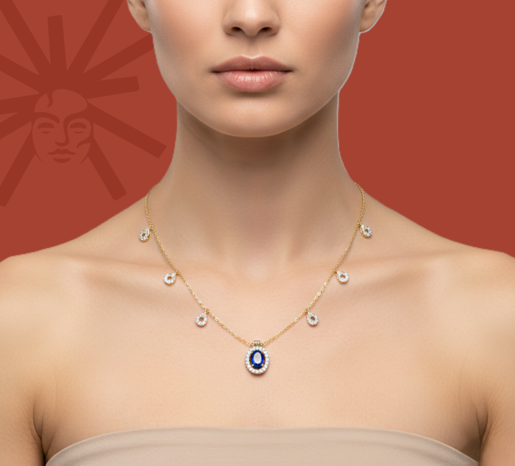 SapphireHalo Charm - Lab Diamond Necklace