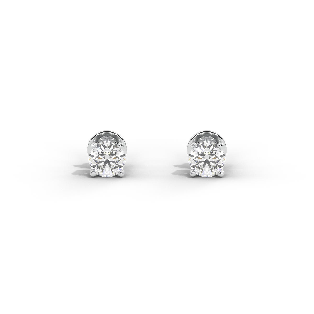 Sterling silver lab diamond solitaire stud earrings, round center with halo