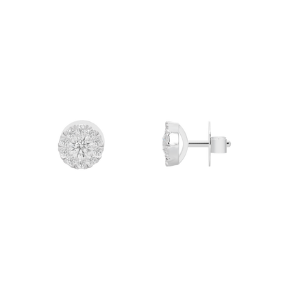 Sterling silver diamond stud earring pair side view with post backing