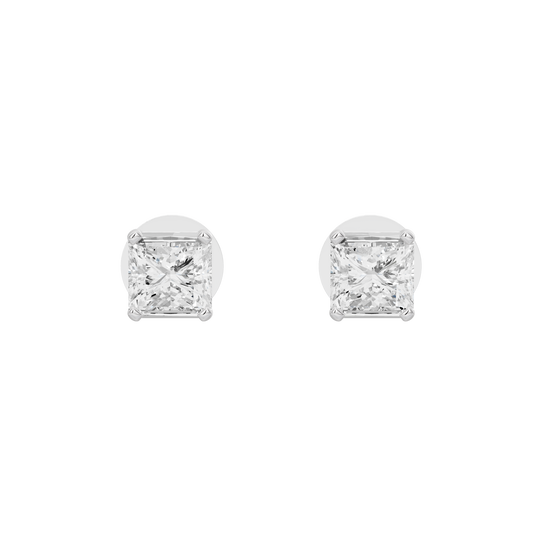 Sterling silver stud earrings with square lab-grown diamond stones