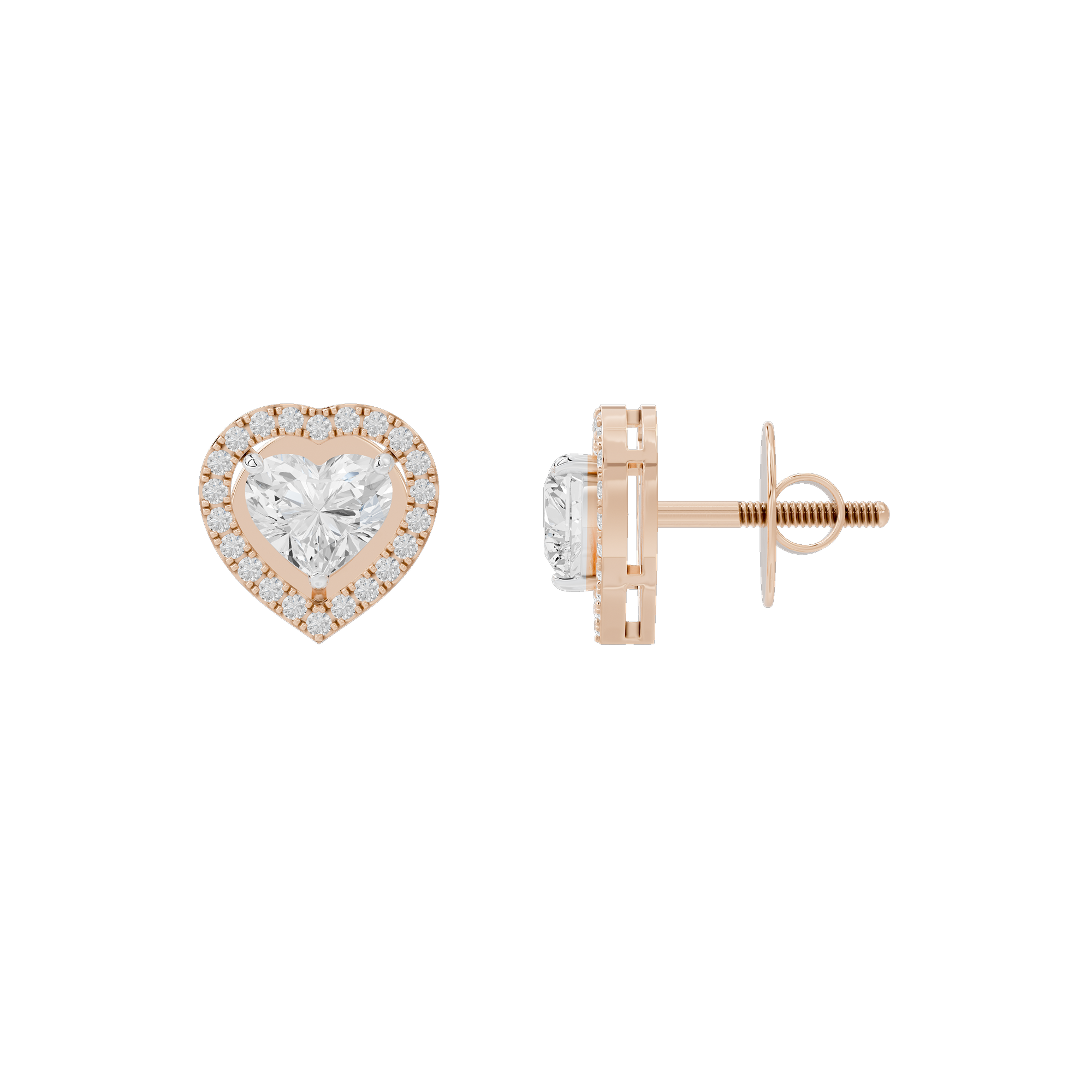 Lil Heart Helo 2.44 Carat Lab Grown Diamond Stud Earrings