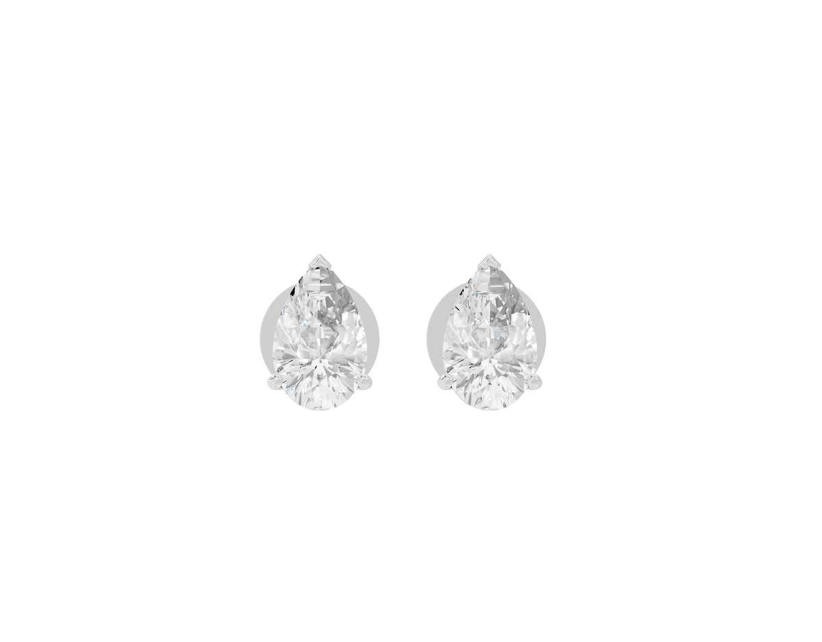 Pear-shaped lab diamond stud earrings, 925 sterling silver settings
