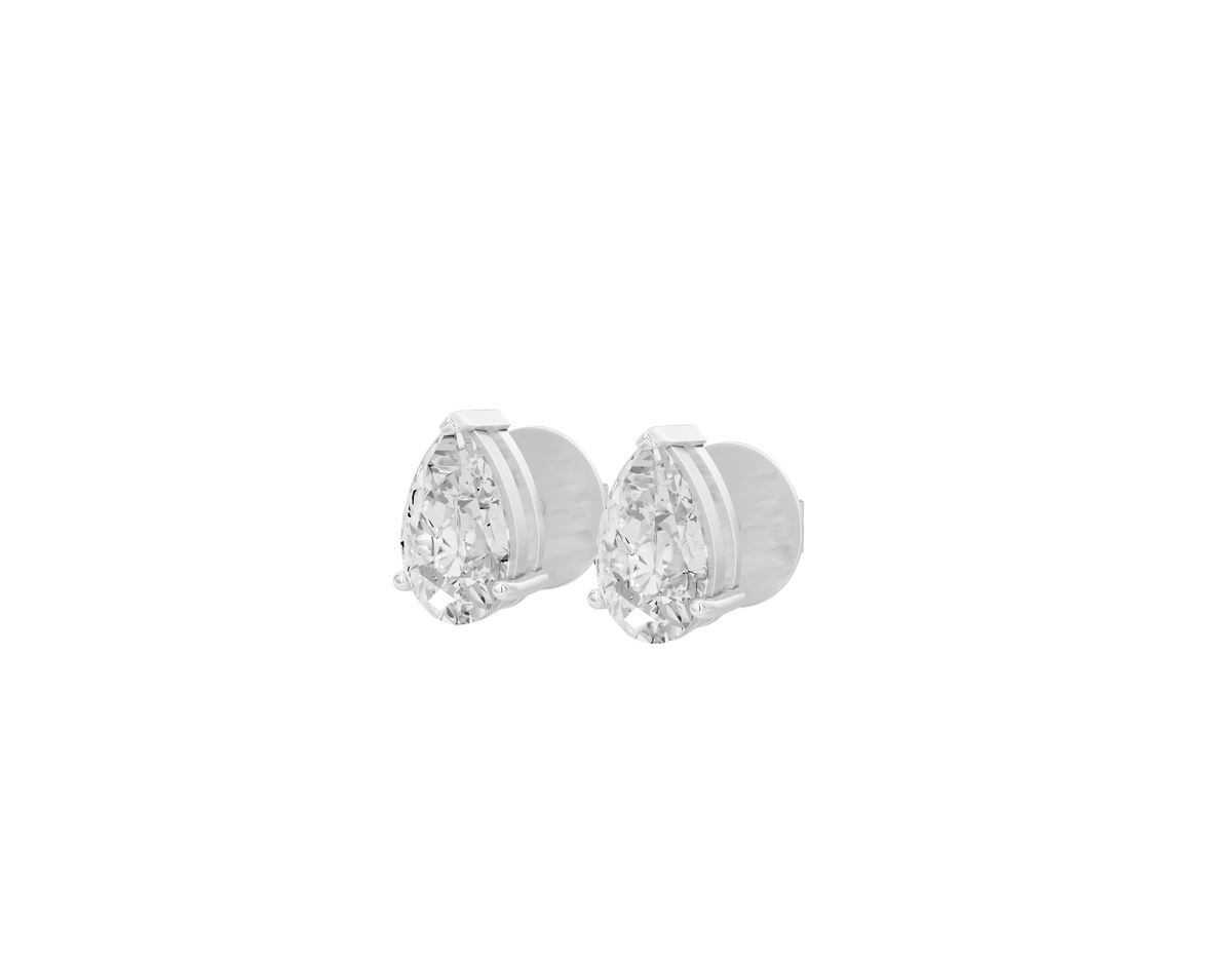 Pear-shaped lab diamond stud earrings, 925 sterling silver backs