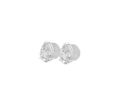 Pear-shaped lab diamond stud earrings, 925 sterling silver backs