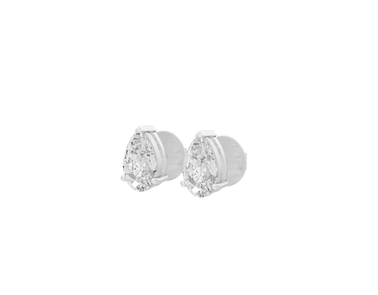 Pear-shaped lab diamond stud earrings, 925 sterling silver backs