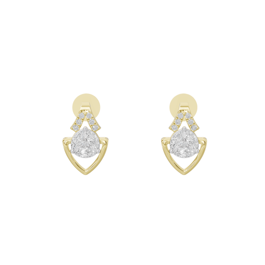 Yellow gold vermeil diamond drop earrings with pear-shape center and small pave top