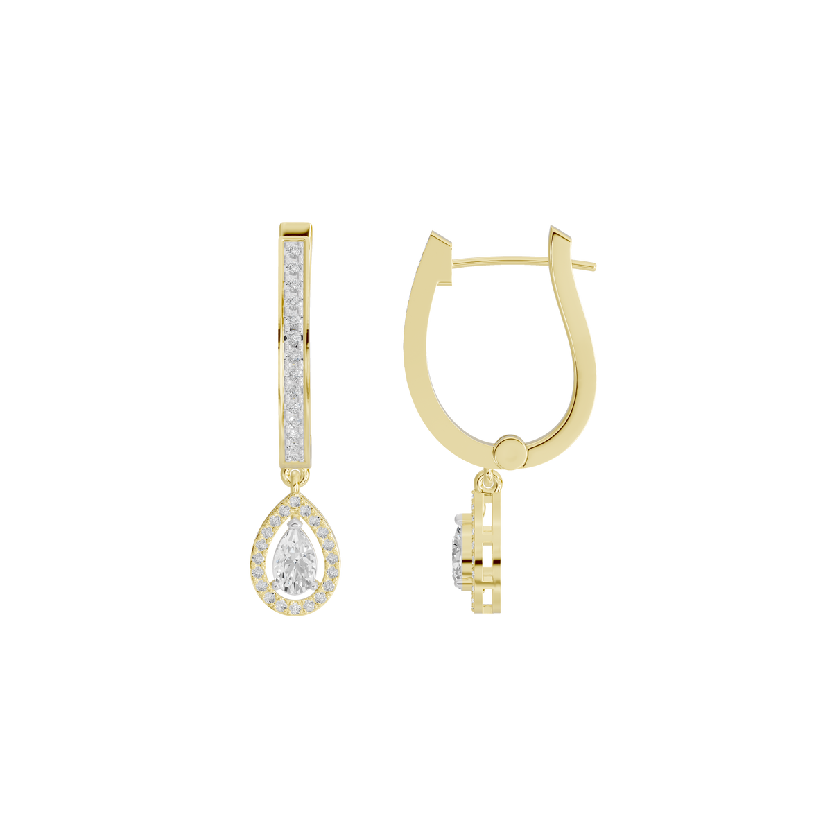 Atelier yellow gold vermeil dangle earrings with pavé and teardrop lab diamonds