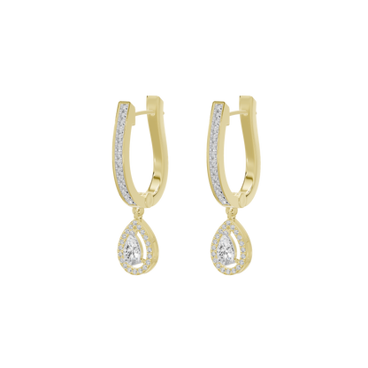 Atelier dangle diamond hoop earrings with teardrop drops in yellow gold vermeil