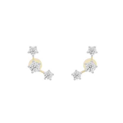 Yellow gold vermeil lab diamond cluster earrings with three large and small round stones