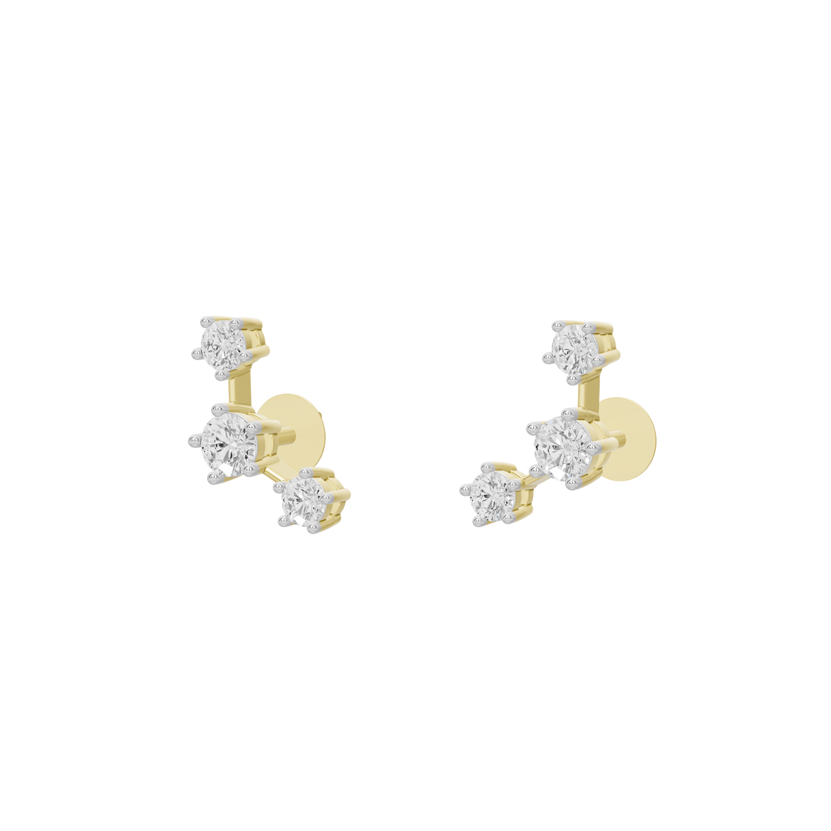 Yellow gold vermeil lab diamond cluster earrings with round stones