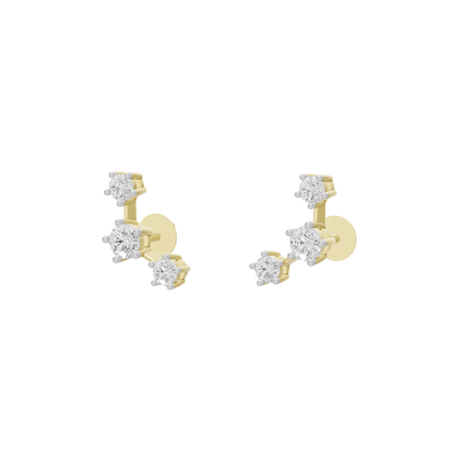 Yellow gold vermeil lab diamond cluster earrings with round stones