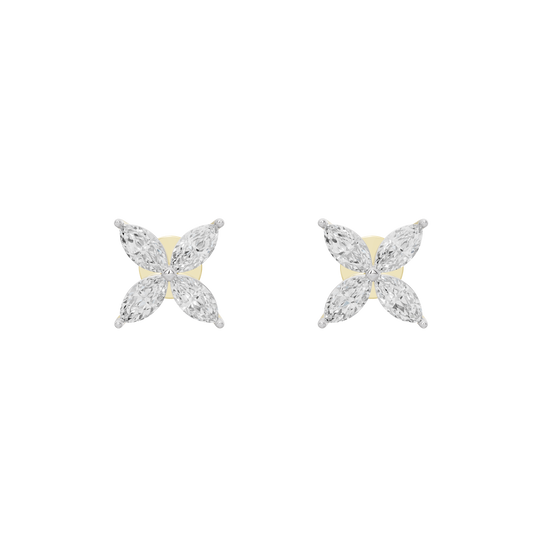 Butterfly diamond stud earrings with white stones and small yellow gold vermeil accents