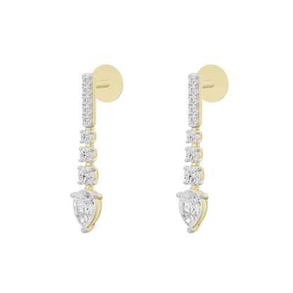 Yellow gold vermeil lab-grown diamond drop earrings with pear-shaped teardrop stones