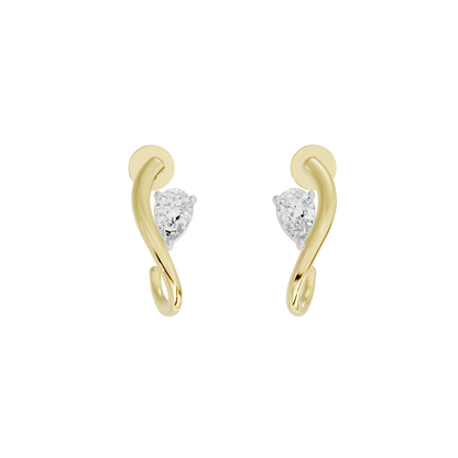 Yellow gold vermeil diamond hoop earrings with faceted center stones