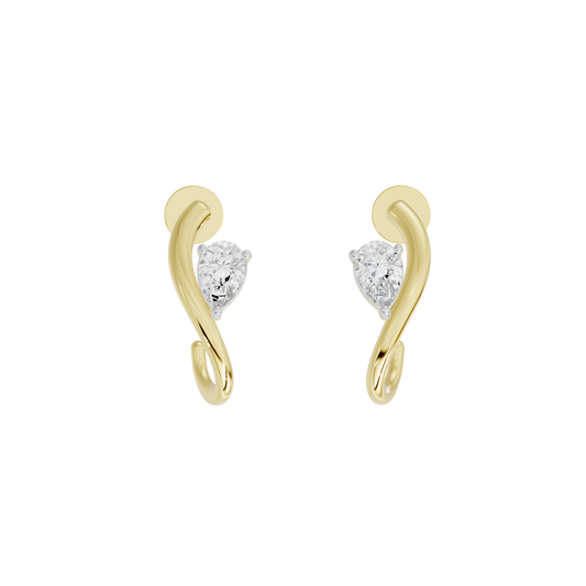 Yellow gold vermeil diamond hoop earrings with faceted center stones