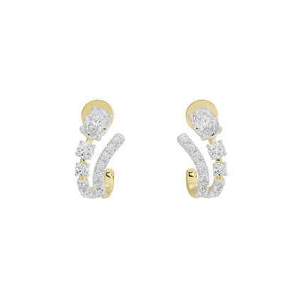 Raya Fluid Ring lab diamond earrings in yellow gold with curved pavé and cluster details