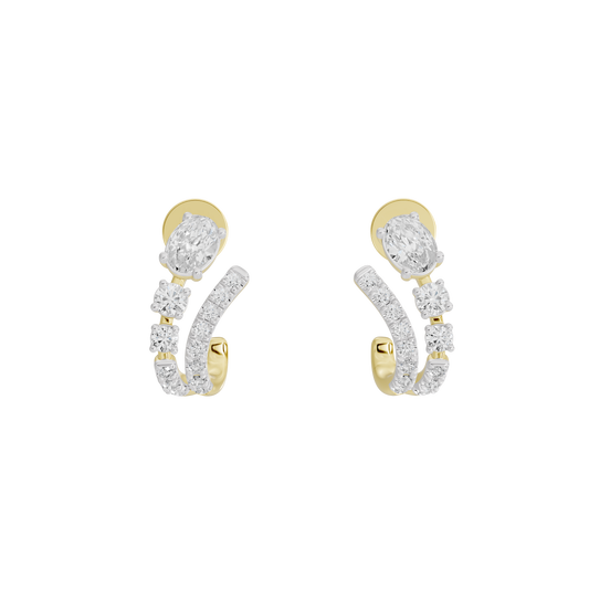 Raya Fluid Ring lab diamond earrings in yellow gold with curved pavé and cluster details