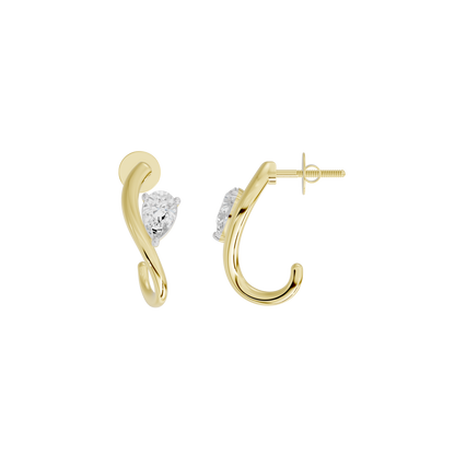 Yellow gold vermeil diamond hoop earrings with heart-shaped stone cluster