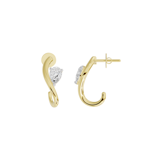 Yellow gold vermeil diamond hoop earrings with heart-shaped stone cluster
