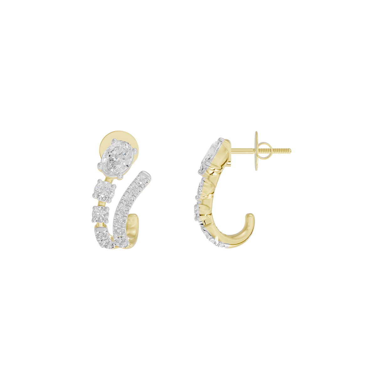 Raya Fluid Ring lab diamond earrings in yellow gold vermeil