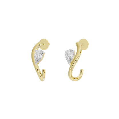 Yellow gold vermeil diamond hoop earrings with twisted ribbon detailing
