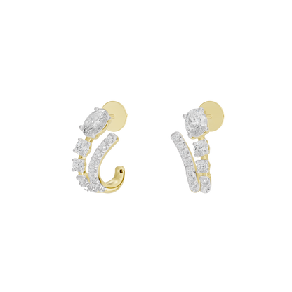 Raya fluid ring lab diamond earrings in yellow gold vermeil, curved drop design