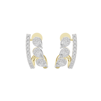 Palm Lab yellow gold vermeil diamond earrings with leaf-shaped drops