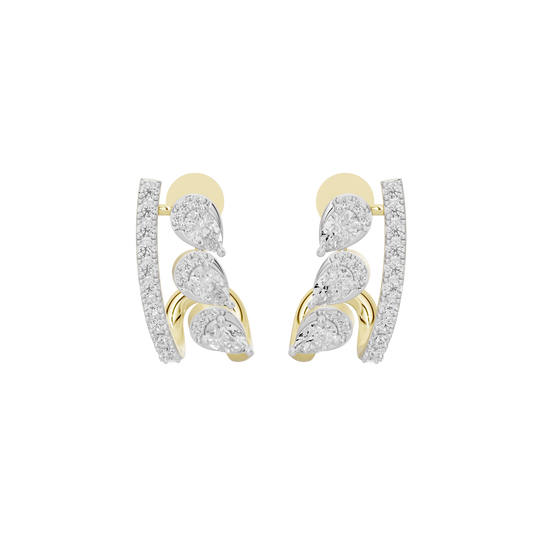 Palm Lab yellow gold vermeil diamond earrings with leaf-shaped drops