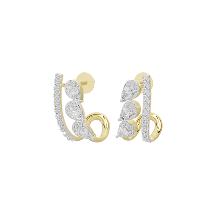 Palm Lab diamond earrings in yellow gold vermeil with pavé leaf design