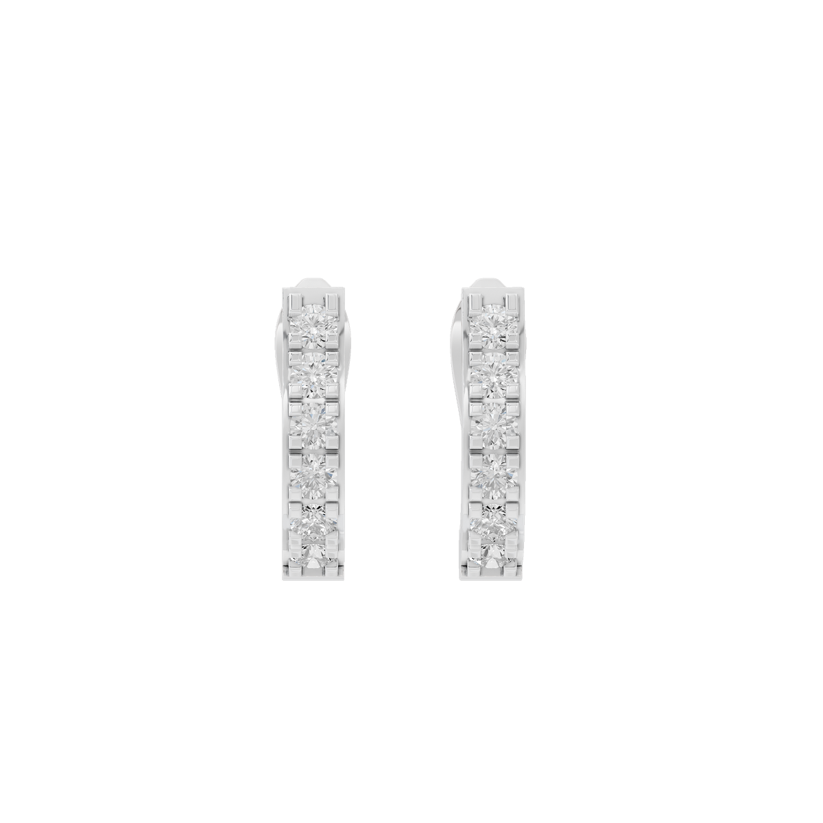 925 sterling silver lab diamond hoop earrings, side profile with pave detailing