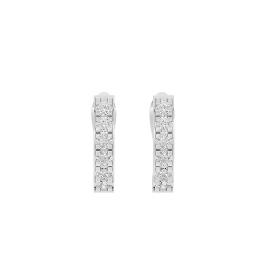 925 sterling silver lab diamond hoop earrings, side profile with pave detailing