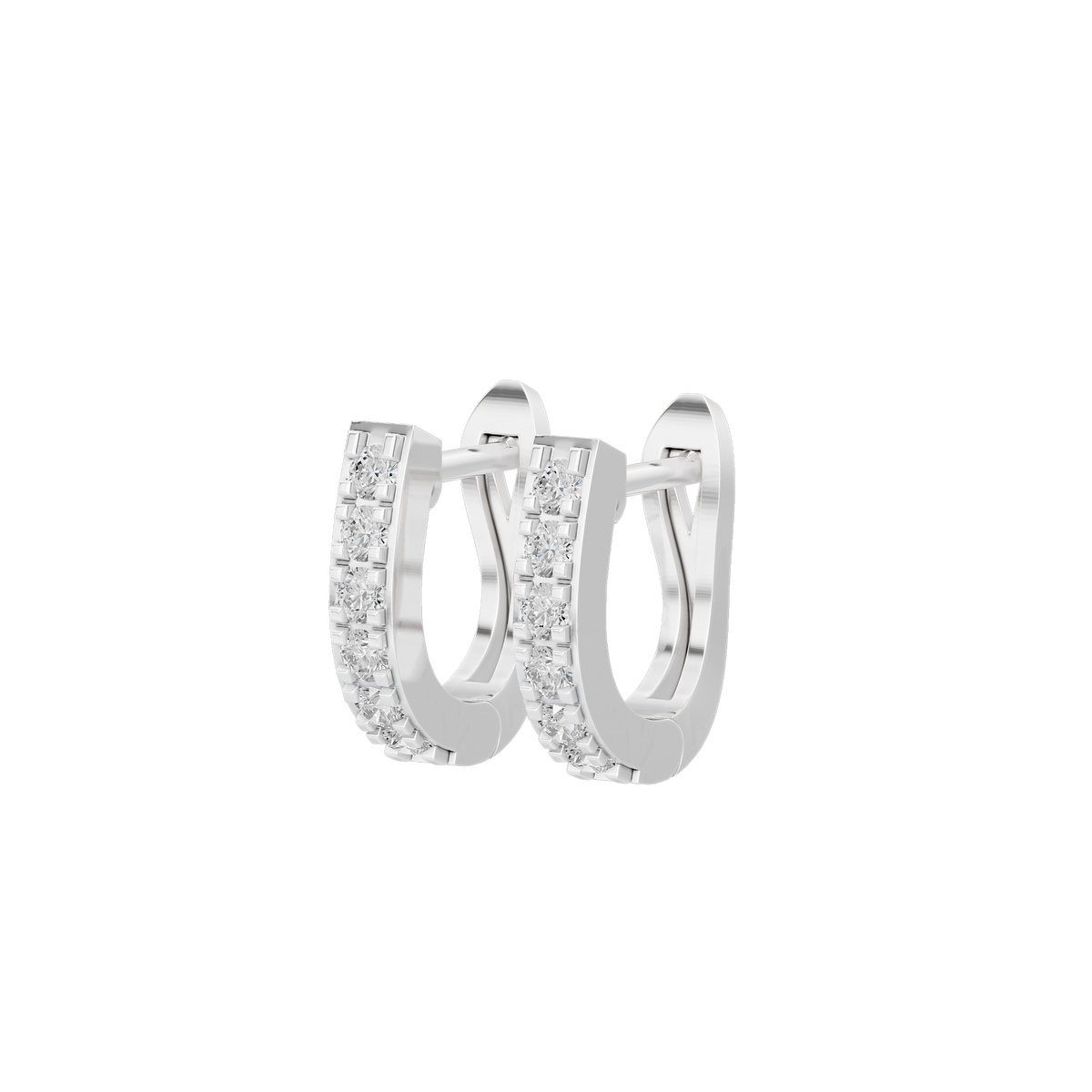 925 sterling silver lab diamond hoop earrings, front view with pave stones